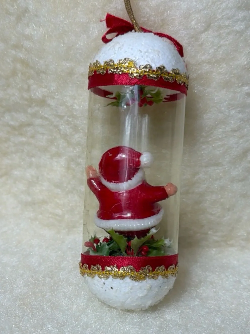 Vintage Diorama Festive Red Santa Capsule Ornament - Holiday Home Decor